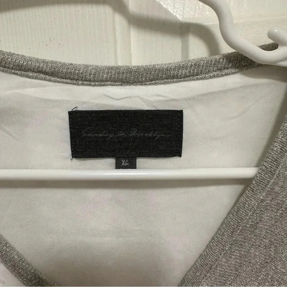 Anthropologie Sunday in Brooklyn Swiss Dot White Gray Women’s top Size XL - Picture 3 of 4